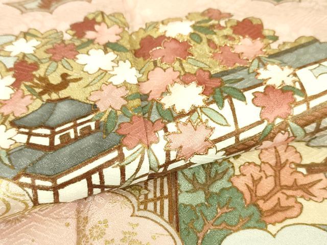 平和屋本店■極上　皇室献上作家　藤井寛　訪問着　駒刺繍　雲取り御所解花文　生成色地　金糸　逸品　DZAA4081kh5