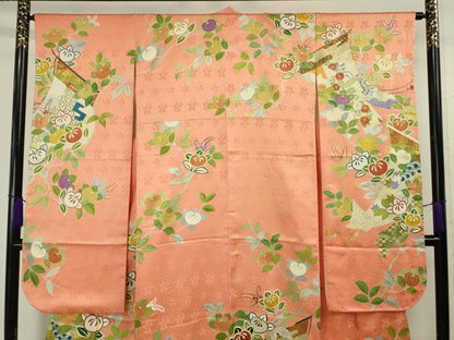 平和屋本店■極上　創業460年・千總　振袖　駒刺繍　誰が袖橘花文　東雲色地　金彩　高島屋扱い　逸品　DZAA4083kh5
