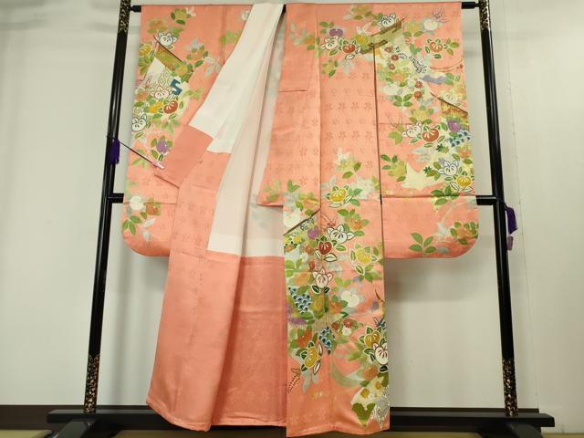 平和屋本店■極上　創業460年・千總　振袖　駒刺繍　誰が袖橘花文　東雲色地　金彩　高島屋扱い　逸品　DZAA4083kh5