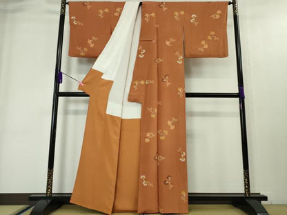 平和屋本店■極上　銀座　志ま亀　小紋　結び紐　肉桂色地　たとう紙付き　逸品　DZAA4085kh5