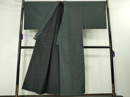 平和屋本店■極上 男性 銀座もとじ 米沢お召 アンサンブル 長羽織・半襦袢セット 着物:蝋色 長羽織:羊羹色 たとう紙付き 逸品 DZAA4109kh5