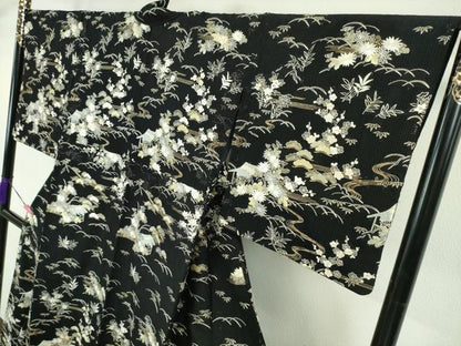 平和屋本店■極上　中国三大刺繍　スワトウ刺繍　汕頭刺繍　総刺繍　手刺繍　訪問着　吉祥花文　黒地　金糸　逸品　DZAA4112kh5