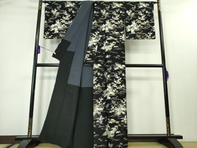 平和屋本店■極上　中国三大刺繍　スワトウ刺繍　汕頭刺繍　総刺繍　手刺繍　訪問着　吉祥花文　黒地　金糸　逸品　DZAA4112kh5