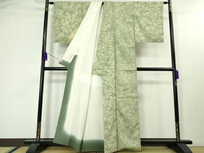 平和屋本店■極上　創業460年・千總　訪問着　本場結城紬地　刺繍　草花文　松坂屋扱い　逸品　未使用　DZAA4125kh5