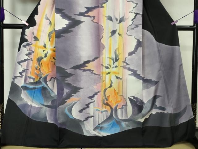 平和屋本店■極上　訪問着　白山紬　抽象文様　金彩　逸品　DZAA4131kh5
