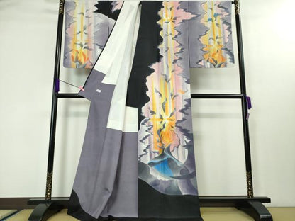 平和屋本店■極上　訪問着　白山紬　抽象文様　金彩　逸品　DZAA4131kh5