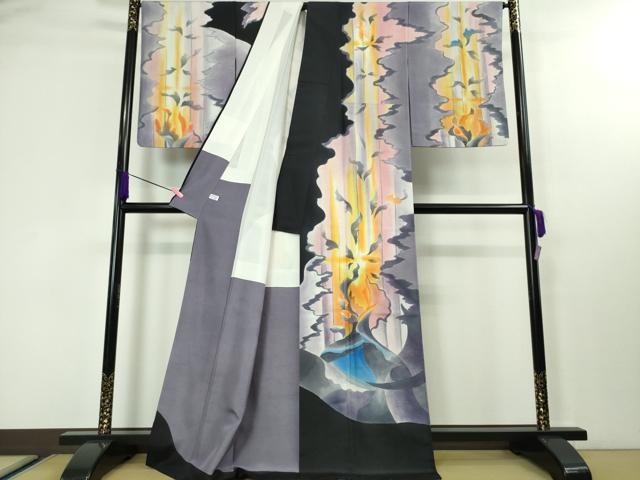 平和屋本店■極上　訪問着　白山紬　抽象文様　金彩　逸品　DZAA4131kh5