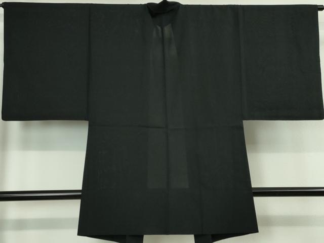 平和屋本店▽極上 男性 長羽織 紗 スリーシーズン 春夏秋 塵除け 黒地 羽織紐付き 逸品 DZAA4145kh5