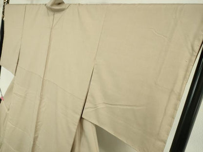 平和屋本店■極上　本場眞綿絢結城紬　色無地　枯野色　証紙付き　逸品　未使用　DZAA4147kh5