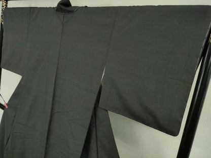 平和屋本店■極上　池田重子コレクション 結城紬 奥順謹製 はたおり娘　池田重子の色　色無地　消炭　証紙付き　逸品　未使用　DZAA4149kh5