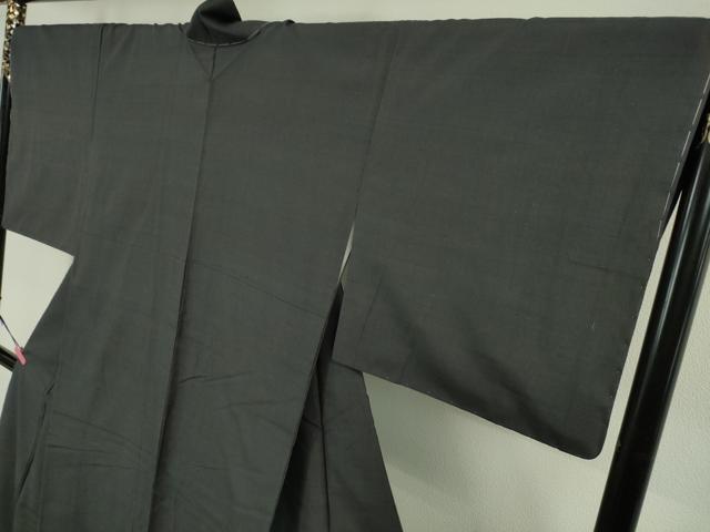 平和屋本店■極上　池田重子コレクション 結城紬 奥順謹製 はたおり娘　池田重子の色　色無地　消炭　証紙付き　逸品　未使用　DZAA4149kh5
