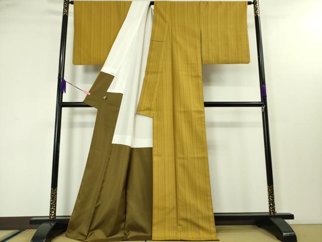 平和屋本店■極上　山下八百子　本場黄八丈　紬　市松綾織　草木染　逸品　DZAA4150kh5