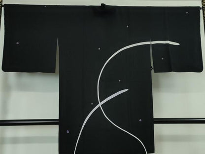 平和屋本店■極上　世界的人形師　辻村寿三郎　ジュサブロー　道中着　ロング丈　兎　うさぎ　黒地　逸品　未使用　DZAA4152kh5
