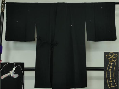 平和屋本店■極上　世界的人形師　辻村寿三郎　ジュサブロー　道中着　ロング丈　兎　うさぎ　黒地　逸品　未使用　DZAA4152kh5
