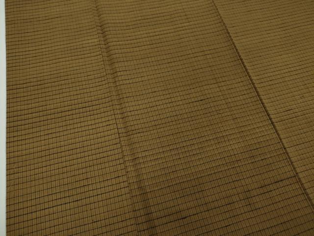 平和屋本店■極上　国指定重要無形文化財　本場久米島紬　手織　格子　反端付き　逸品　DZAA4158kh5