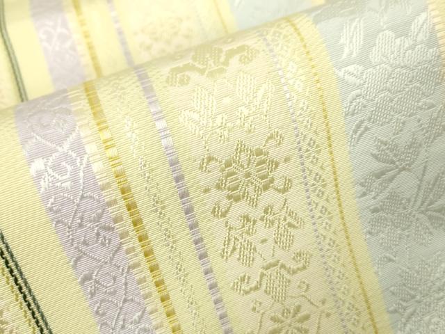 平和屋本店■極上　本場筑前博多織　八寸名古屋帯　花唐草間道　井上絹織謹製　博多金ラベル　証紙付き　逸品　新品　DZAA4176kh5