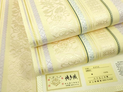 平和屋本店■極上　本場筑前博多織　八寸名古屋帯　花唐草間道　井上絹織謹製　博多金ラベル　証紙付き　逸品　新品　DZAA4176kh5