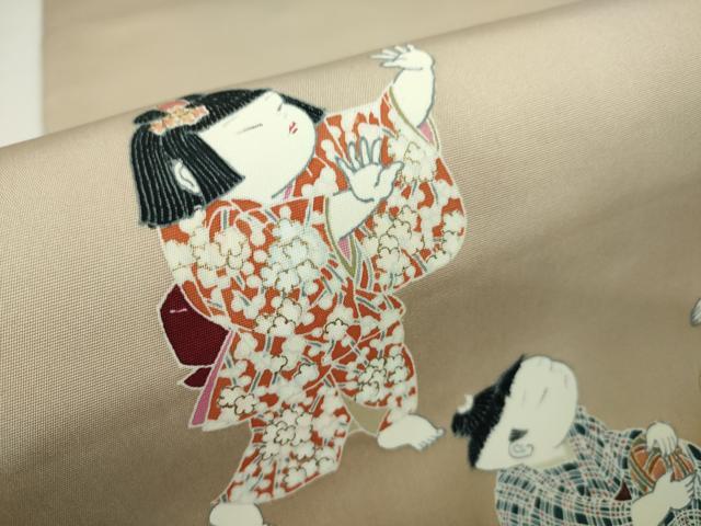 平和屋本店■極上　塩瀬　九寸開き名古屋帯　友禅　童子遊び　金彩　逸品　未使用　DZAA4203kh5