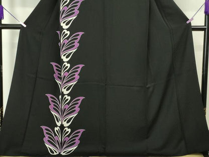 平和屋本店■極上　着物デザイナー　井尻学　訪問着　洋花文　黒地　反端付き　逸品　DZAA4217kh5