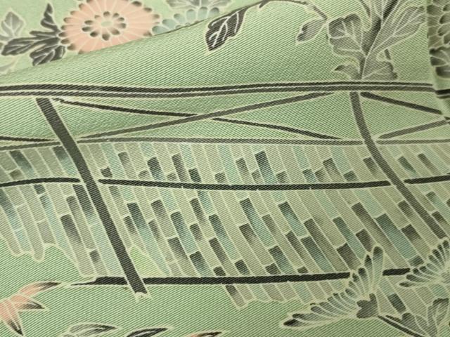 平和屋本店■極上　本加賀友禅作家　木村雨山　染色工芸作家　吉田芳彩　訪問着　菊　桔梗　柳鼠色地　逸品　未使用　DZAA4219kh5