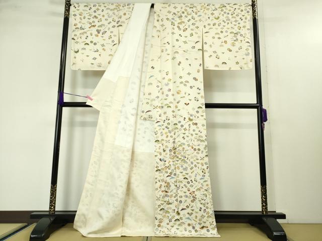 平和屋本店■極上　訪問着　駒刺繍　宝尽くし飛鶴文　象牙色地　金彩　逸品　未使用　DZAA4226kh5