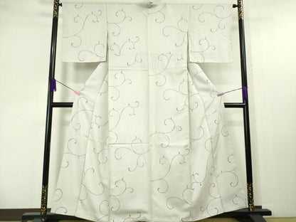 平和屋本店■極上　染織の名門　しょうざん　上代お召　唐草文　白梅鼠色地　証紙付き　逸品　未使用　DZAA4246kh5