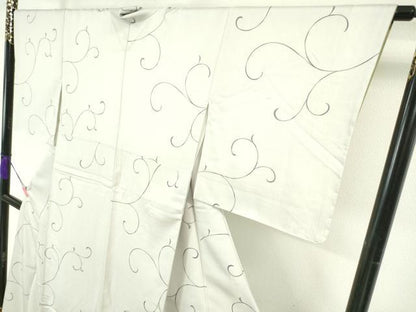 平和屋本店■極上　染織の名門　しょうざん　上代お召　唐草文　白梅鼠色地　証紙付き　逸品　未使用　DZAA4246kh5