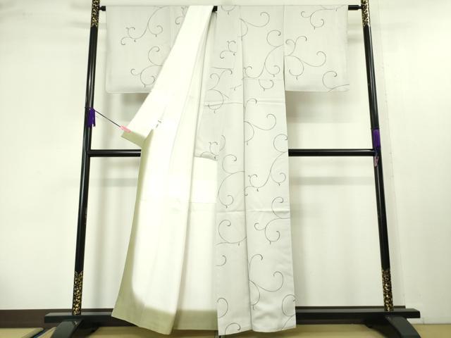 平和屋本店■極上　染織の名門　しょうざん　上代お召　唐草文　白梅鼠色地　証紙付き　逸品　未使用　DZAA4246kh5