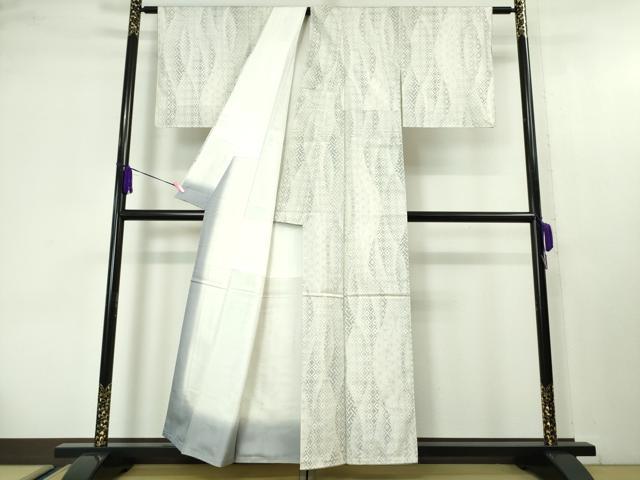 平和屋本店●極上 本場大島紬 白大島紬 桑原織物 二代目 桑原啓之介 7マルキ 片羽白絣 紀行 証紙・鑑定証付き 逸品 未使用 DZAA4251kh5