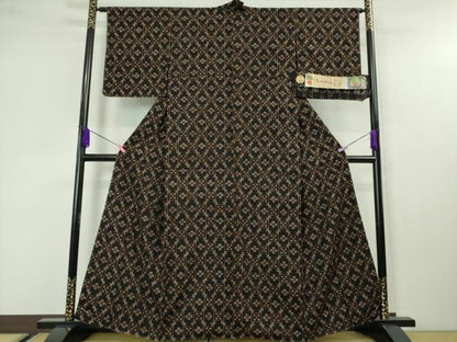 平和屋本店■極上　国指定重要無形文化財　本場久米島紬　吉田カマド作　手織　草木染　泥染　証紙付き　逸品　未使用　DZAA4263kh5