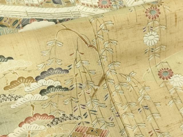 平和屋本店■極上　染織の名門　しょうざん  生紬　訪問着　渡橋人物風景文　逸品　DZAA4264kh5