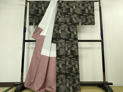 平和屋本店■極上 絣の魔術師 恵積五郎 本場大島紬 恵大島織物謹製 9マルキ 古代染色純泥染 わらべ こまあそび 証紙付き 逸品 DZAA4268kh5