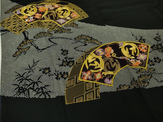 平和屋本店■極上　創業460年・千總　黒留袖　駒刺繍　地紙重ね　宝尽くし　金彩　阪急百貨店扱い　逸品　DZAA4280kh5