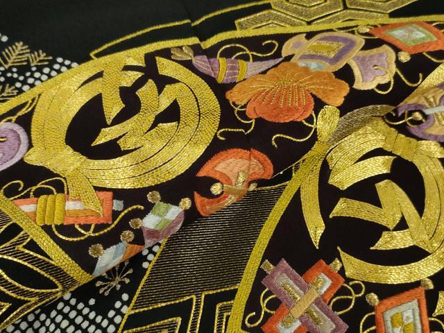 平和屋本店■極上　創業460年・千總　黒留袖　駒刺繍　地紙重ね　宝尽くし　金彩　阪急百貨店扱い　逸品　DZAA4280kh5