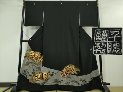 平和屋本店■極上　創業460年・千總　黒留袖　駒刺繍　地紙重ね　宝尽くし　金彩　阪急百貨店扱い　逸品　DZAA4280kh5