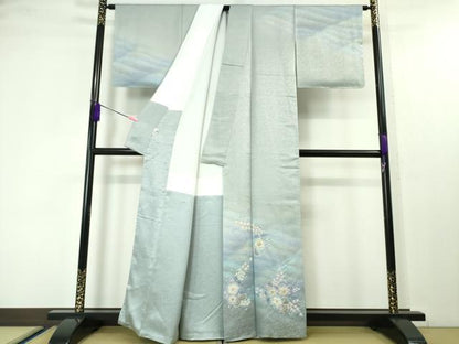 平和屋本店■極上　久保田一竹　幻の辻が花　訪問着　絞り　暈し染め　銀通し地　京都きもの友禅扱い　逸品　DZAA4293kh5