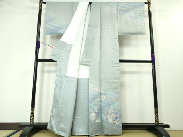 平和屋本店■極上　久保田一竹　幻の辻が花　訪問着　絞り　暈し染め　銀通し地　京都きもの友禅扱い　逸品　DZAA4293kh5