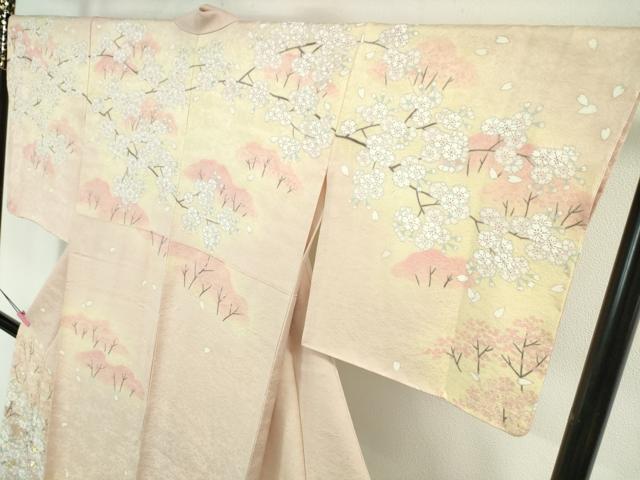 平和屋本店■極上　十日町 名門青柳謹製　訪問着　桜　暈し染め　金糸　反端付き　逸品　未使用　DZAA4315kh5