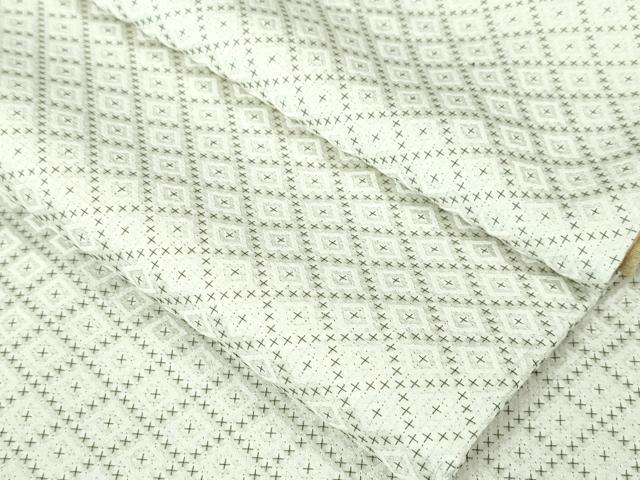平和屋本店●極上 お召 胴抜き仕立て 菱文 逸品 DZAA4324kh5
