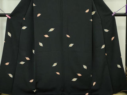 平和屋本店■極上　創業460年・千總　小紋　舞葉文　黒地　金彩　逸品　DZAA4325kh5