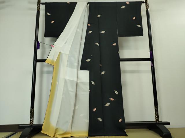 平和屋本店■極上　創業460年・千總　小紋　舞葉文　黒地　金彩　逸品　DZAA4325kh5