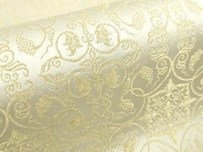 平和屋本店●極上 龍村美術織物 九寸開き名古屋帯 葡萄唐草文錦 金糸 逸品 未使用 DZAA4352kh5