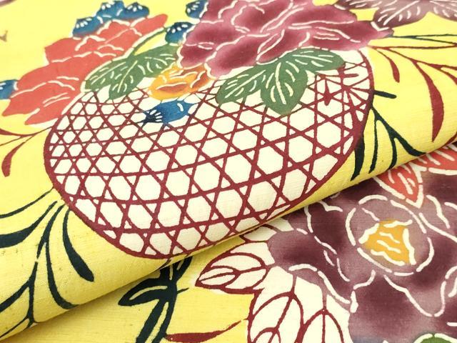 平和屋本店■極上　本場琉球紅型　九寸開き名古屋帯　燕　花籠　逸品　未使用　DZAA4354kh5