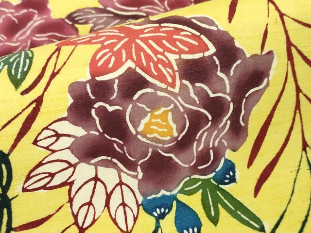 平和屋本店■極上　本場琉球紅型　九寸開き名古屋帯　燕　花籠　逸品　未使用　DZAA4354kh5