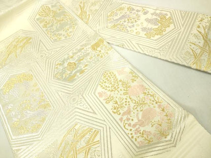 平和屋本店■極上 山口美術織物 皇室 伊勢神宮御用 西陣織 九寸名古屋帯 唐織 伊會保物語 金銀糸 吉永小百合着用 逸品 未使用　DZAA4364kh5