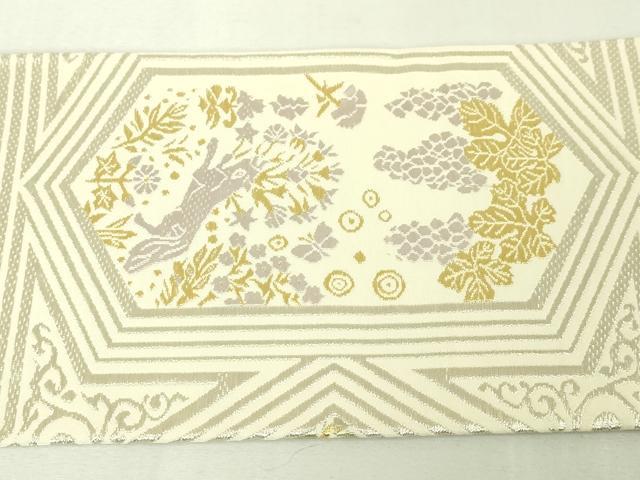 平和屋本店■極上 山口美術織物 皇室 伊勢神宮御用 西陣織 九寸名古屋帯 唐織 伊會保物語 金銀糸 吉永小百合着用 逸品 未使用　DZAA4364kh5