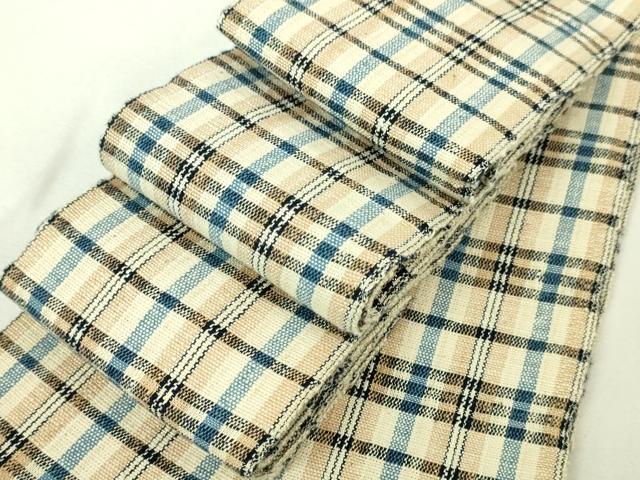 平和屋本店■希少　男性　国指定無形文化財　丹波布　両面　角帯　格子　逸品　未使用　DZAA4367kh5