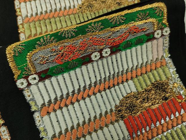 平和屋本店■極上　本袋帯　龍村平蔵柄　威毛錦　黒地　金銀糸　逸品　DZAA4374kh5