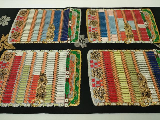 平和屋本店■極上　本袋帯　龍村平蔵柄　威毛錦　黒地　金銀糸　逸品　DZAA4374kh5