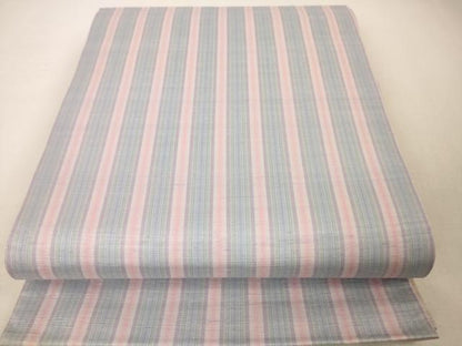 平和屋本店■極上　紅花紬　米沢　両面　全通柄袋帯　横縞　縦縞　逸品　DZAA4378kh5